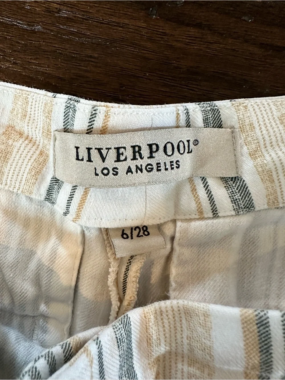 Liverpool Women’s Los Angeles Striped Linen-Blend Pants- size 6